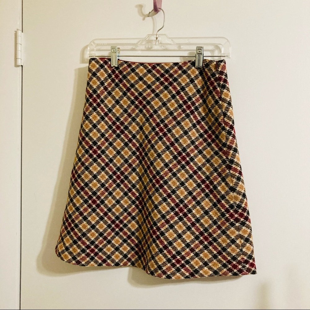 Anne Klein Vintage Plaid Wool Modest Skirt 2 Small